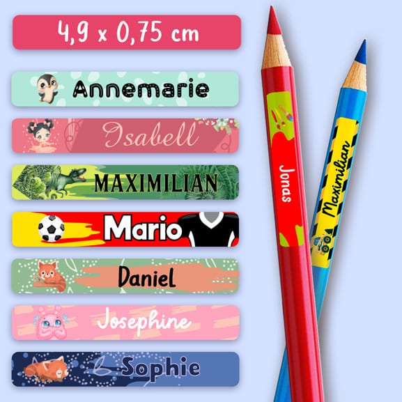 Aufkleber mit Namen für Stifte - Aufkleber mit Namen für die Schule